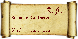 Kremmer Julianna névjegykártya